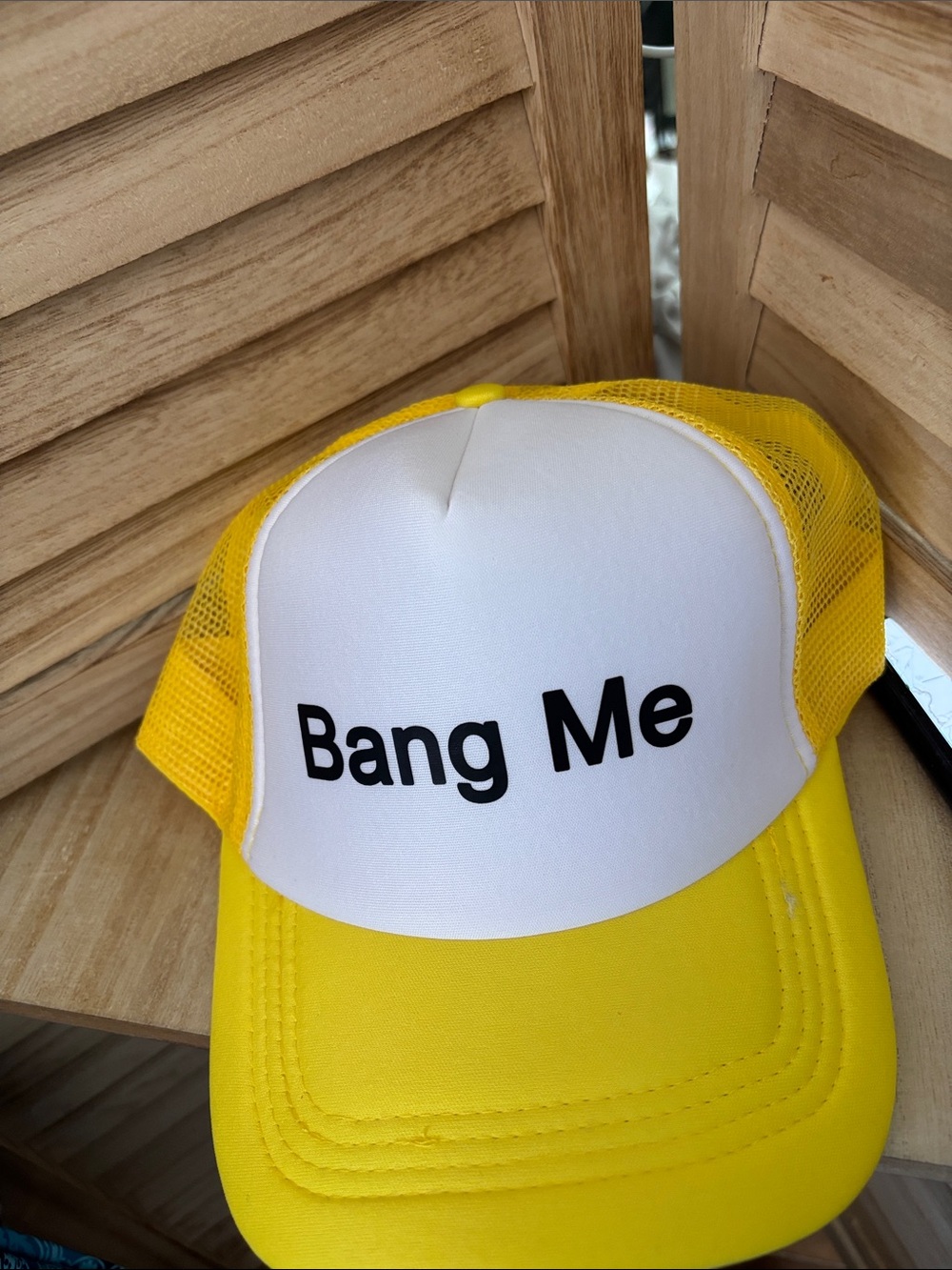 Yellow and White Statement Trucker Hat - Bang Me